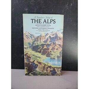 A Traveler's Map of The Alps 1985 National Geographic Vintage Map